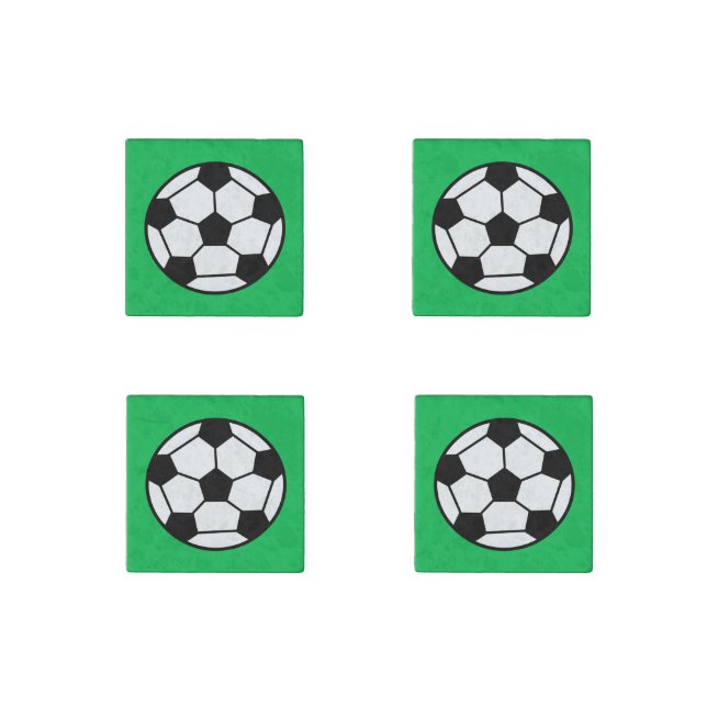 Funny Soccer Ball On Green Background Stone Magnet (Front)