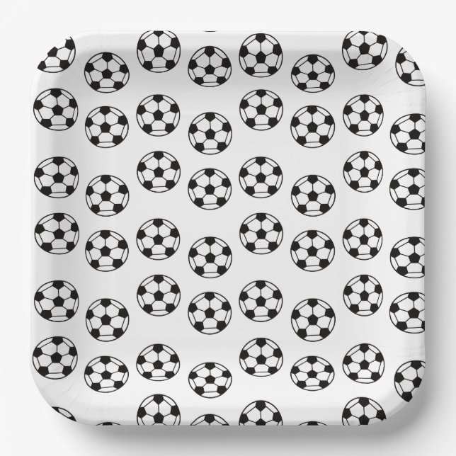 Funny Soccer Ball Pattern Paper Plates (Front)