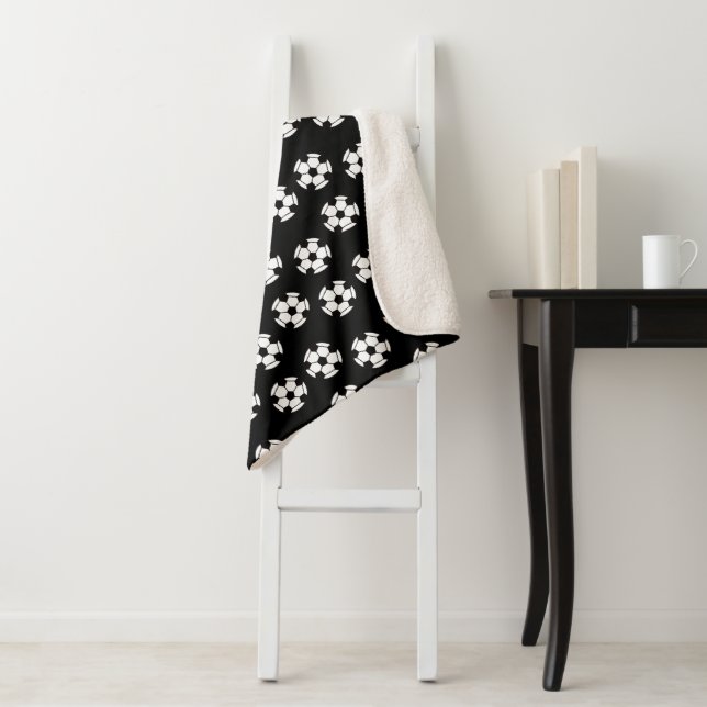 Funny Soccer Ball Pattern Sherpa Blanket (In Situ)