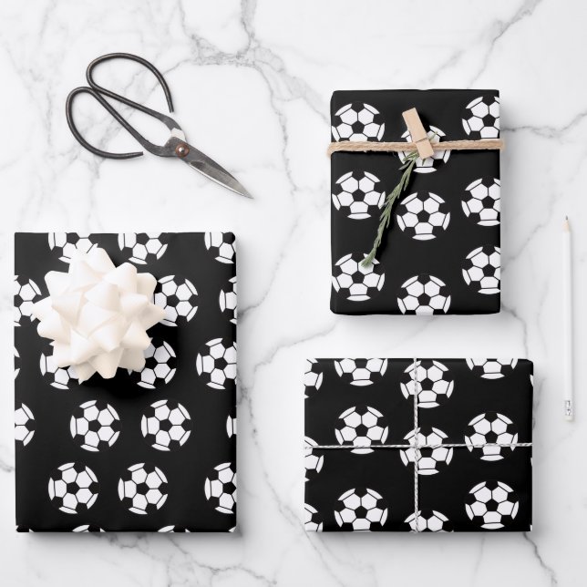 Funny Soccer Ball Pattern Wrapping Paper Sheets (Front)