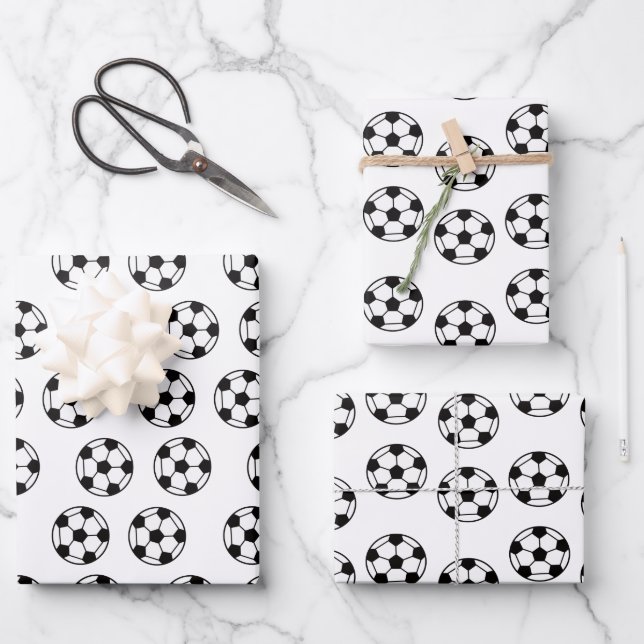 Funny Soccer Ball Pattern Wrapping Paper Sheets (Front)