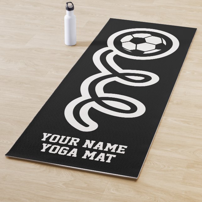 Funny soccer ball sports personalized custom name yoga mat (In Situ)