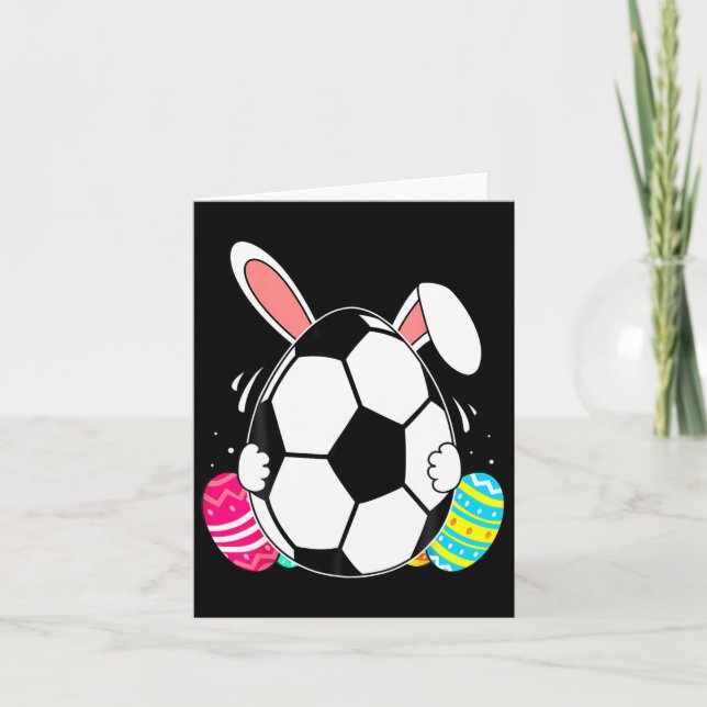 Funny Soccer Byll With Bunny Ears Easter Day Men B Card (Front)