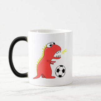 Funny Soccer Cartoon Dinosaur Kids Color Morph Mug