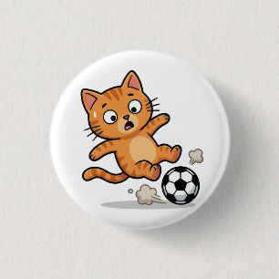 Funny Soccer Cat Kicking Ball Button