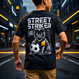 Funny Soccer Cat Street Striker Gift for Football  T-Shirt