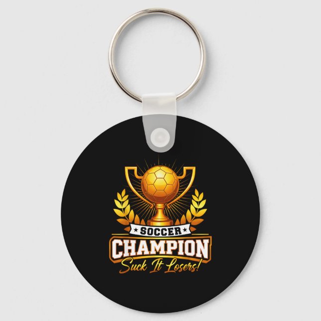 Funny Soccer Champion Trophy  Keychain (Front)