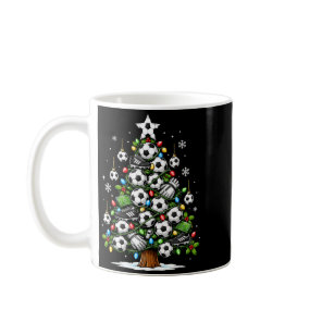 Funny Soccer Christmas Tree Lights Xmas Soccer Coffee Mug