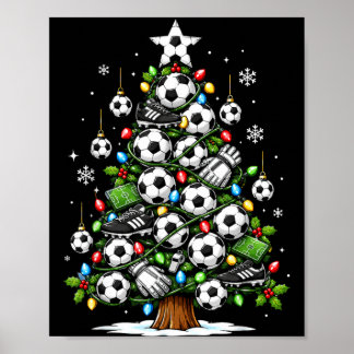 Funny Soccer Christmas Tree Lights Xmas Soccer Poster