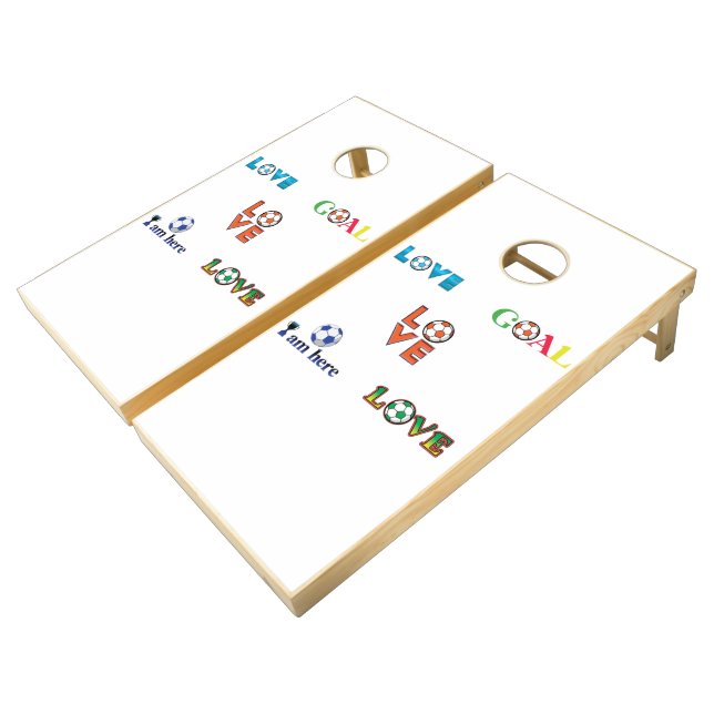 Funny Soccer Cup Sticker Cornhole Set (Angled)