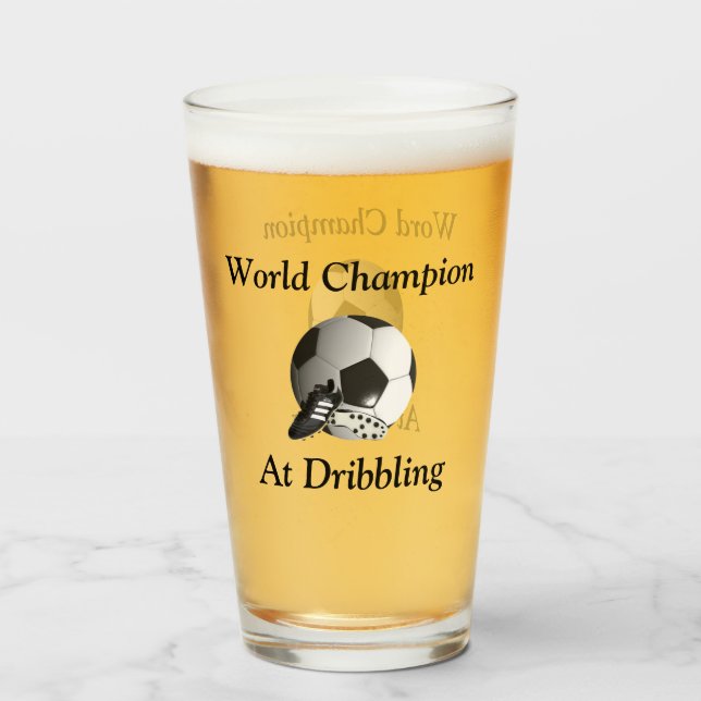 Funny Soccer Dribbler Champion, Beer Glass (Back Filled)