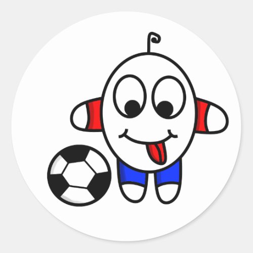 funny soccer dude classic round sticker