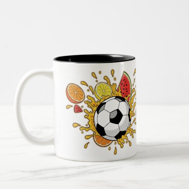 Funny Soccer Fruit Splash Coffee Mug (Left)