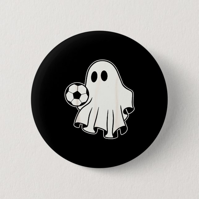 Funny Soccer Ghost Playing Soccer Lovers Halloween Button (Front)