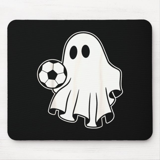 Funny Soccer Ghost Playing Soccer Lovers Halloween Mouse Pad (Front)