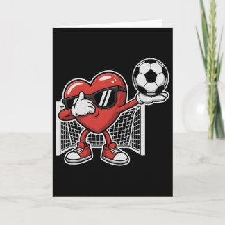 Funny Soccer Heart Love Dabbing Valentine Kids Kic Card