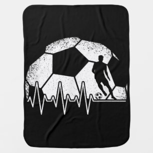 Funny Soccer Heartbeat Soccer Player Baby Blanket
