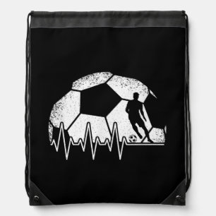 Funny Soccer Heartbeat Soccer Player Drawstring Bag