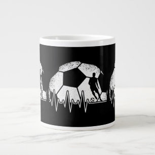 Funny Soccer Heartbeat Soccer Player Giant Coffee Mug