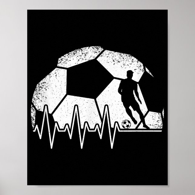 Funny Soccer Heartbeat Soccer Player Poster (Front)