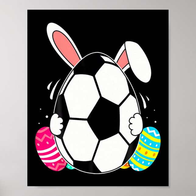 Funny Soccer Ll With Bunny Ears Easter Day Men Boy Poster (Front)