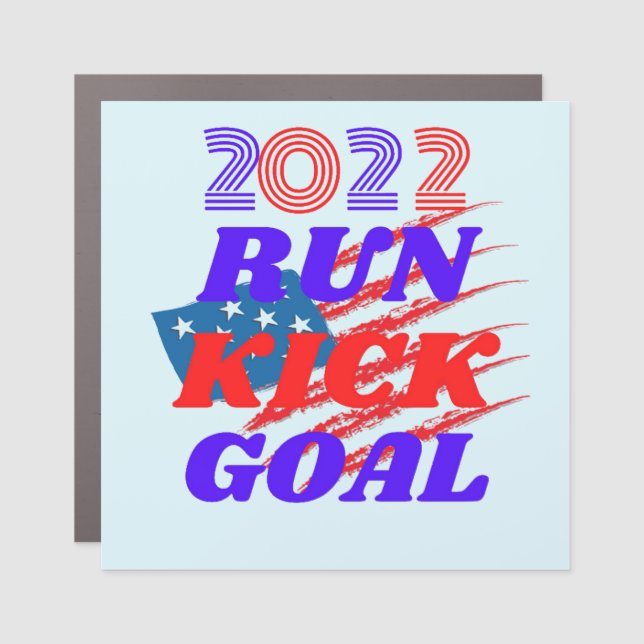 Funny soccer meme RUN KICK GOAL T-Shirt Car Magnet (Front)