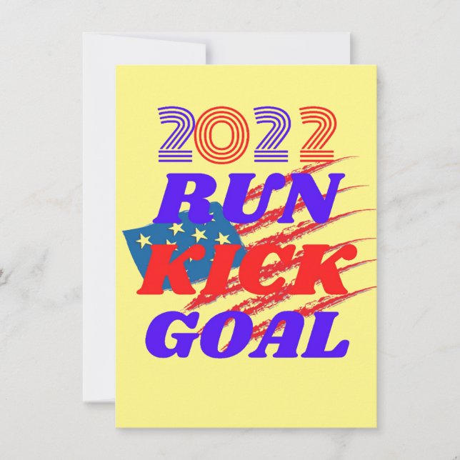 Funny soccer meme RUN KICK GOAL T-Shirt Invitation (Front)