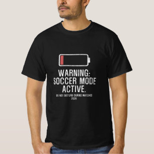 Funny Soccer Mode Active Low Battery Distressed Fa T-Shirt