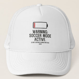 Funny Soccer Mode Active Low Battery Distressed  Trucker Hat