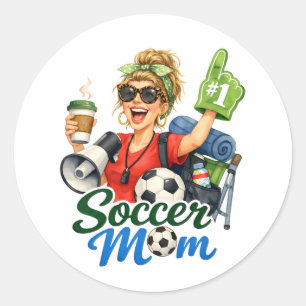 Funny Soccer Mom Classic Round Sticker