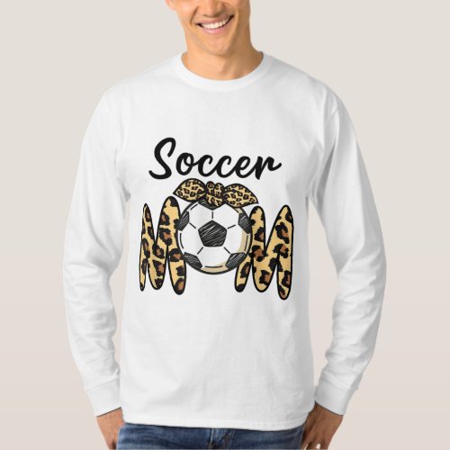Funny Soccer Mom Leopard print with a bow T_Shirt