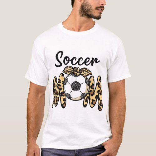 Funny Soccer Mom Leopard print with a bow T_Shirt