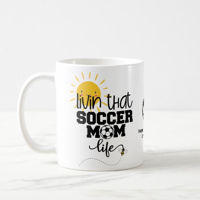 Funny SOCCER MOM Mothers Day Birthday Personalized Coffee Mug (Left)