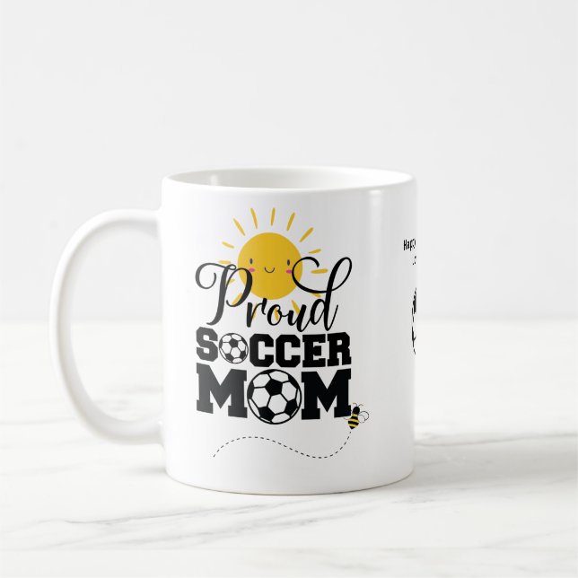 Funny SOCCER MOM Mothers Day Birthday Personalized Coffee Mug (Left)