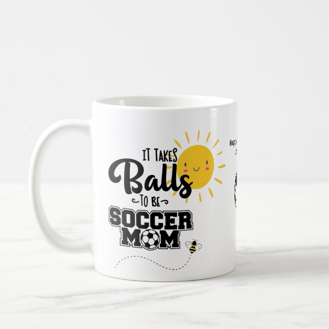 Funny SOCCER MOM Mothers Day Birthday Personalized Coffee Mug (Left)