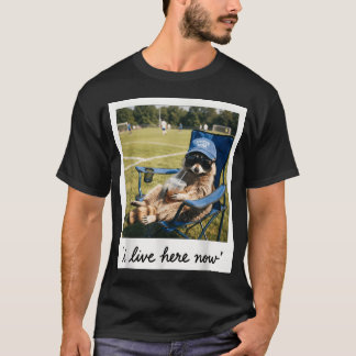 Funny Soccer Mom Raccoon I Live Here Now Sports T-Shirt