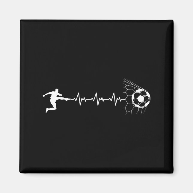 Funny Soccer Player Heart Pulse Graphic Srt Footba Magnet (Front)