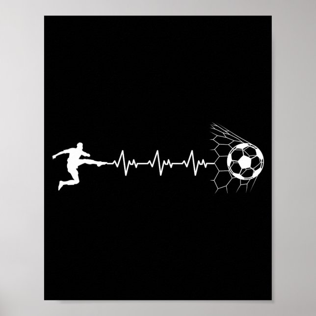 Funny Soccer Player Heart Pulse Graphic Srt Footba Poster (Front)