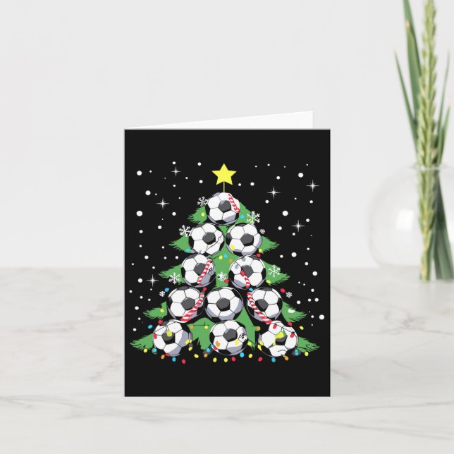 Funny Soccer Player Xmas Lights Soccer Christmas T Card (Front)