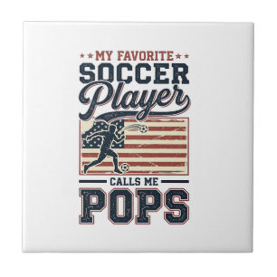 Funny Soccer Pops Vintage Engraving Shirt Design_1 Ceramic Tile