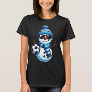 Funny Soccer Snowman Winter Sports Lovers Christma T-Shirt