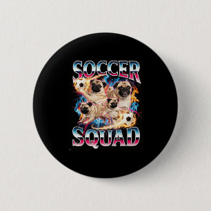 Funny Soccer Squad Retro Dog Meme Cool Brainrot Bo Button