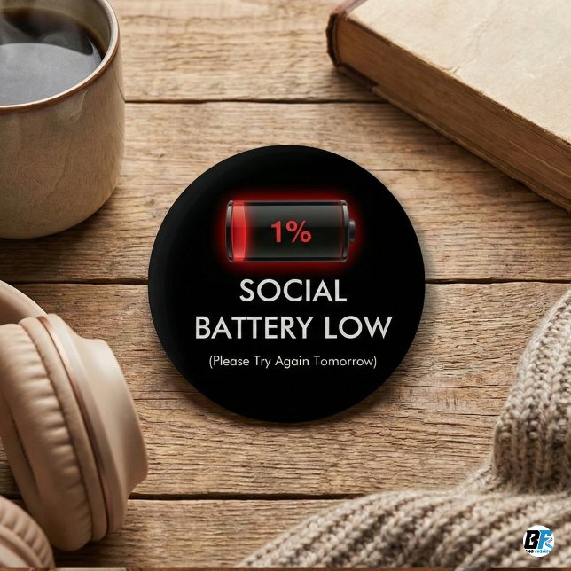 Funny Social Battery Low 1% Red Loading Bar Introv Button (Creator Uploaded)