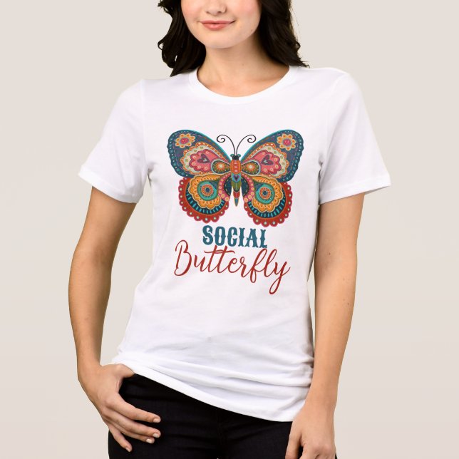 Funny Social Butterfly Colorful Inspirivity  Tri-Blend Shirt (Front)