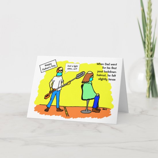 Funny Social Distance Haircut Father's Day Card