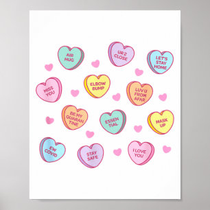 Funny Social Distance Valentine Candy Conversation Poster