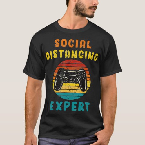 Funny Social Distance Vintage Retro Gamer Video Ga T_Shirt