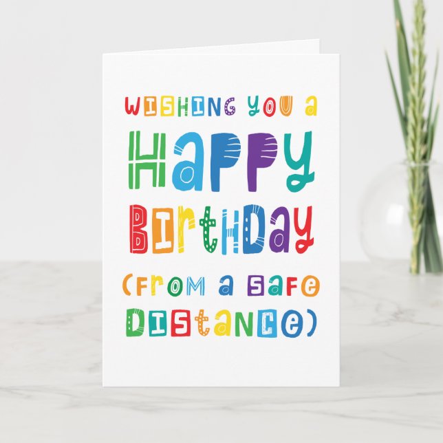 Funny Social Distancing Birthday Safe Distance Card (Front)