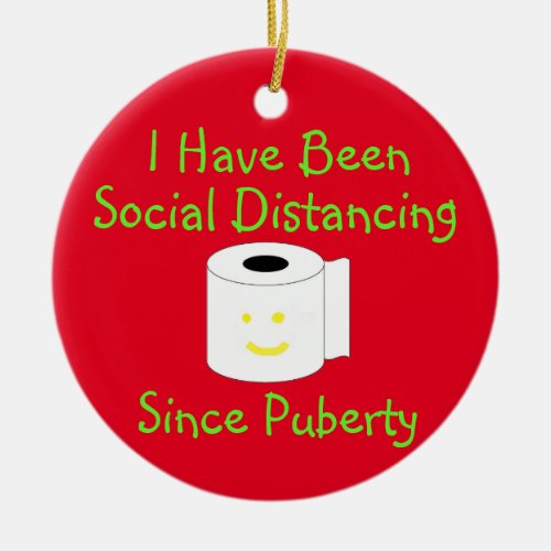 Funny Social Distancing Ceramic Ornament