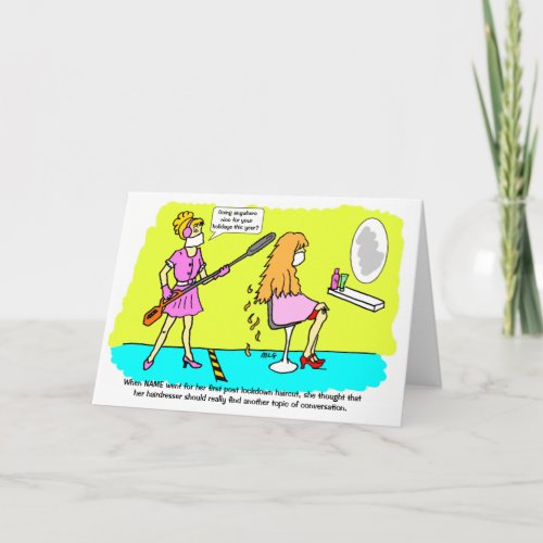 Funny Social Distancing Female Haircut Birthday Card